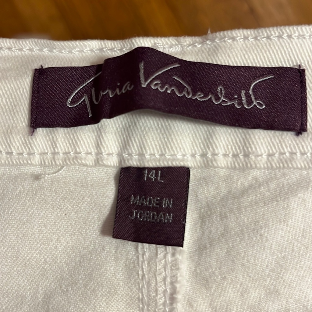Gloria Vanderbilt White Relaxed White Stretch Amanda Denim Jeans 14l Long Nwot